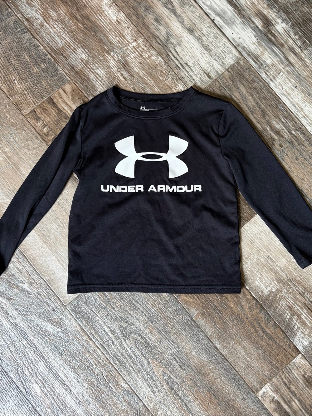 Under Armour Black Long-Sleeve Logo Tee with White Print
